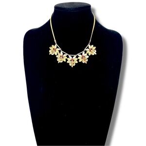 LEE ANGEL for Neiman Marcus Gold Crystal Flower Bib Necklace | NWT